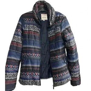 Bench Women's Puffer Jacket Blue Size M Winter Mid-Length Full Zip- Fox